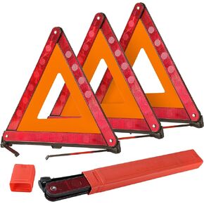 DASBET Emergency Warning Triangles | Roadside Safety Triangle, 3 Pack Foldable Warning Reflective Triangle with Case for Vehicles Breakdown