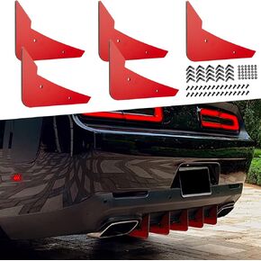 Rear Diffuser 5 Fins V3 Set for Dodge Challenger 2015-2024 Stock Rear Bumper, Black Rear Bumper Diffuser Shark Fin