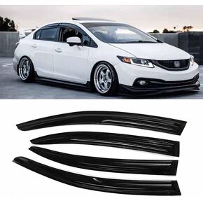 Window Deflector JDM Mugen Compatible with 2012-2015 H0nda Civic Sedan Window Visors Sun Guards Dark Smoke