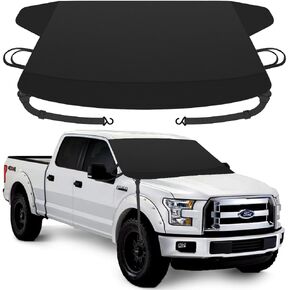 Windproof Windshield Cover for Ice and Snow, Upgraded Thicken Oxford Fabric Car Windshield Cover Best for Ice, Frost & Snow Removal Windshield Snow Cover for All Weather (67x47 Inches)