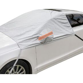 Universal Fit Windshield Snow Cover, Compact and Mid-Size SUVs, Anti-Theft Tuck-in Flaps, Cotton Lined PEVA Fabric with Aluminum Foil Lamination, Mirror Covers Included, Patent Pending