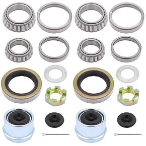 Ruikarhop L68149 L44649 3500lb Boat Trailer Axle Hub Wheel Bearing kit W/ 171255TB Grease Seals,1.98"Trailer Dust Caps,Cotter Pins,Axle Nuts & Washers(2 Sets)