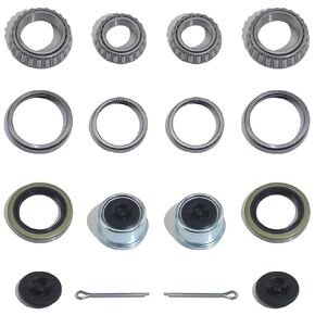 4 Sets 3500 LB Boat Trailer Axle Bearing Kits, L68149 L44649 Bearing Kits, 171255TB/10-19 Grease Seals, 1.98" Dust Covers and Rubber Plugs, Cotter Pins for #84 Spindle