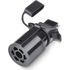 AutoSonic 7 Way Round Blade to 4 Way 5 Way Flat Trailer Adapter, Female Trailer Connector Plug with Anti-dust Cover, 7 pin to 4 pin 5 pin Trailer Converter, Flat Connection, Weatherproof