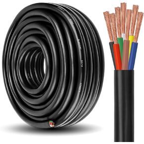 [ALL STAR TRUCK PARTS] Heavy Duty 14 Gauge 7 Way CCA Conductor Wire RV Trailer Cable Cord Insulated Stranded Copper Clad Aluminum Conductor, Color Coded PC P2 DOT FMVSS 108/SAE Approved (100 FT ROLL)