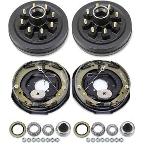 LIBRA Trailer Hub Drum Kits 8 on 6.5" B.C. w/ 12"x2" Self-Adjusting Electric Brakes for 7000 Lbs Axle