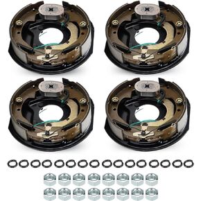 Trailer Electric Brakes, 2 Pair of Electric Brake Assembly 12" X 2" for 5200lb 6000lb 7000lb Axle-(Set 4: 2 Left+2 Right)