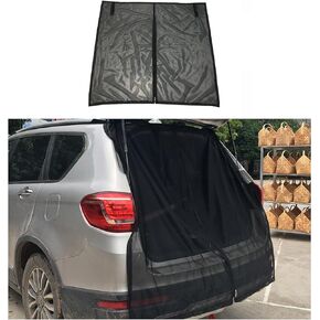 Ziciner Car Camping Tailgate Mosquito Net for SUV Tailgate, Magnetic Mount with Elastic Band Zipper, Breathable Auto Camping Mesh Rear Shades for Preventing Bugs Mosquitoes (M: 63“×59")