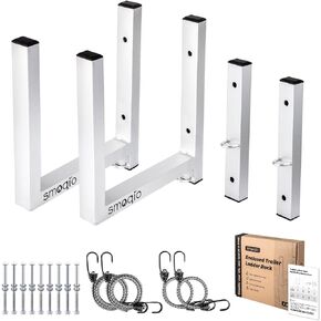 Ladder Rack for Trailer, 4 Racks Aluminum Trailer Ladder Rack Side Mount Free Combination Easy Match, Enclosed Trailer Ladder Rack with Buffle and D-Hook for Side Wall