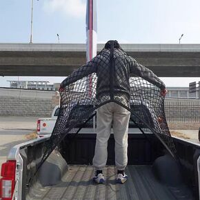 Truck Bed Cargo Net, Double-Layer Truck Cargo Net Stretchable Mesh Organizer for Daily Light Loads of Trucks, Highly Elastic Stretches from 4x4 FT to 7x7 FT
