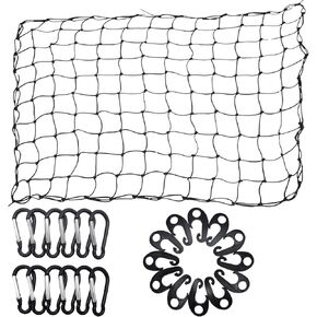 شبكة شحن لسيارات الدفع الرباعي - 3 × 4 أقدام، شديدة التحمل، شبكة بنجي مربعة الشكل مع 12 حلقة معدنية + 12 خطافًا من ABS in Kuwait