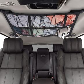 bespeur Car Ceiling Cargo Net,31.5"x21.6" Reduce Sagging of Car Roof Mesh Storage Organizer,Camping Gear Must Haves Cargo Net for SUV,Long Travel Road Trip,Car Camping Essentials Accessories