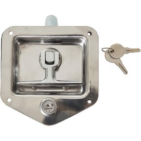 Buyers Products L8915 T-Handle Latch, Locking Single Point Latch with Gasket, with 2 Keys, Zinc-Plated Steel, for Truck Bed Tool Boxes, Trailer Doors, RVs, Campers, Truck Cap Latch