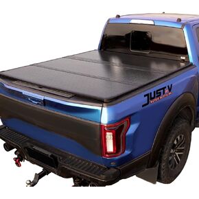 غطاء تونيو لسرير الشاحنة الصلب ثلاثي الطي بديل لسيارة Ford Ranger Raptor 2019 2020 2021 2022 2023 سرير 5 أقدام (61 بوصة)، FRP أسود مزخرف، Styleside، مناسب لجميع الأحوال الجوية in Kuwait