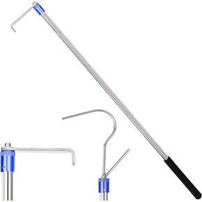 30 to 74 Inch Extended Adjustable Docking Bar Truck Grapple for Heavy Duty Truck Bed Reach Tool, Truck Bed Hitch, Cargo Recoverer for Truck Beds with Hitch (with Two Hooks)