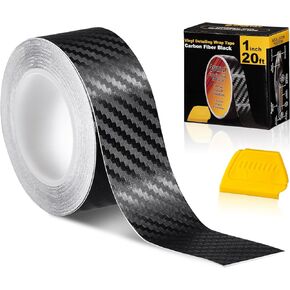 Spurtar Carbon Fiber Vinyl Tape, 2 Inch x 20ft Universal Chrome Black Dry Carbon Fiber Detailing Tape Overlay Wrap Roll DIY 3D Carbon Car Door Edge Guard Protective Anti-Scratch Sticker 5 x 600 CM