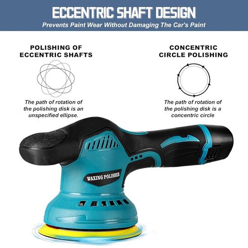 مجموعة تلميع مخازن السيارات اللاسلكية ZFULVO مع بطارية 12 فولت/2 أمبير قطعتين، 8 سرعات متغيرة 2500-6600 OPM آلة تلميع الشمع المحمولة لتفصيل السيارة لصنفرة عازلة الشمع in Kuwait