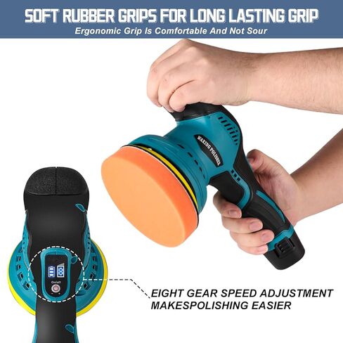 مجموعة تلميع مخازن السيارات اللاسلكية ZFULVO مع بطارية 12 فولت/2 أمبير قطعتين، 8 سرعات متغيرة 2500-6600 OPM آلة تلميع الشمع المحمولة لتفصيل السيارة لصنفرة عازلة الشمع in Kuwait