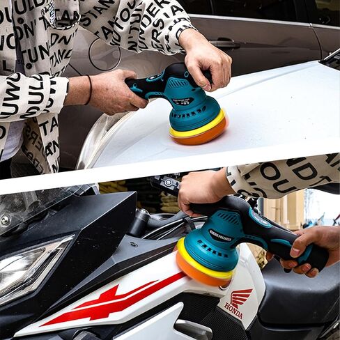 مجموعة تلميع مخازن السيارات اللاسلكية ZFULVO مع بطارية 12 فولت/2 أمبير قطعتين، 8 سرعات متغيرة 2500-6600 OPM آلة تلميع الشمع المحمولة لتفصيل السيارة لصنفرة عازلة الشمع in Kuwait