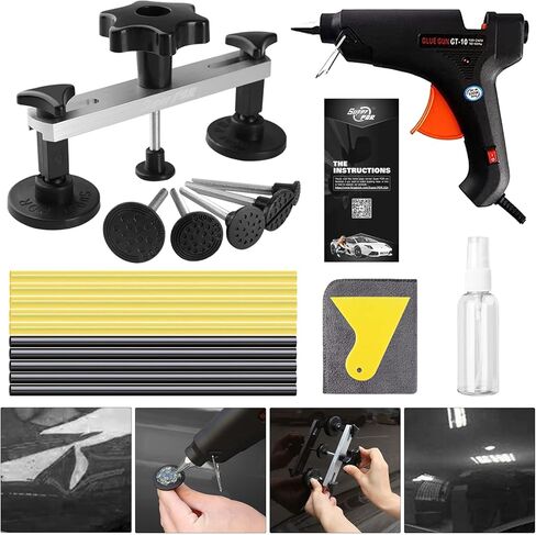 مجموعة إزالة دنت Fly5D بدون طلاء، طقم إصلاح انبعاجات السيارة مع أداة سحب الجسر، أداة سحب انبعاجات صغيرة يمكنها إزالة 95% من انبعاجات السيارة في غضون 30 دقيقة من الخدوش الناتجة عن أضرار البرد in Kuwait