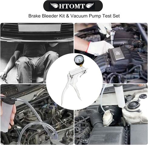 مضخة تفريغ يدوية احترافية للسيارات من HTOMT، مجموعة أدوات نزف الفرامل اليدوية لشخص واحد مع حقيبة محمية لفرامل رجل واحد ومجموعة ضبط نزيف القابض باللون الأحمر (أحمر) in Kuwait