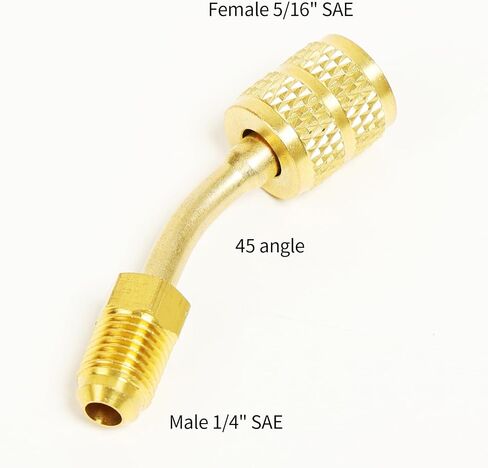 4 حزمة محولات سبليت صغيرة Yuctibr R410A، محول R410A ممتاز 5/16 بوصة SAE أنثى إلى 1/4 بوصة SAE ذكر مضيئة لمكيفات الهواء HVAC، 2 محول مستقيم + 2 محول بزاوية in Saudi Arabia