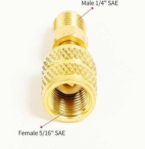4 حزمة محولات سبليت صغيرة Yuctibr R410A، محول R410A ممتاز 5/16 بوصة SAE أنثى إلى 1/4 بوصة SAE ذكر مضيئة لمكيفات الهواء HVAC، 2 محول مستقيم + 2 محول بزاوية in Saudi Arabia