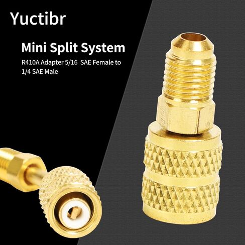 4 حزمة محولات سبليت صغيرة Yuctibr R410A، محول R410A ممتاز 5/16 بوصة SAE أنثى إلى 1/4 بوصة SAE ذكر مضيئة لمكيفات الهواء HVAC، 2 محول مستقيم + 2 محول بزاوية in Saudi Arabia