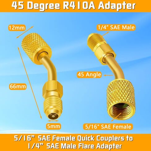 محولات سبليت صغيرة R410A، محول خرطوم التبريد R410a، طقم موصلات محول خط سبليت صغير محول نحاسي مع محولات خزان تبريد 5/16 بوصة SAE أنثى إلى 1/4 بوصة SAE ذكر، 1/2 بوصة إلى 1/4 بوصة ( 6) in Kuwait