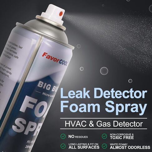 كاشف تسرب الغاز الصغير 10 أونصة لغاز الفريون HVAC، البروبان، غاز طبيعي، كشف تسرب الهواء في الإطارات، رذاذ رغوي، محدد موقع تسرب الثلاجة، لا يقطر، فقاعات طويلة الأمد غير قابلة للتآكل in Kuwait