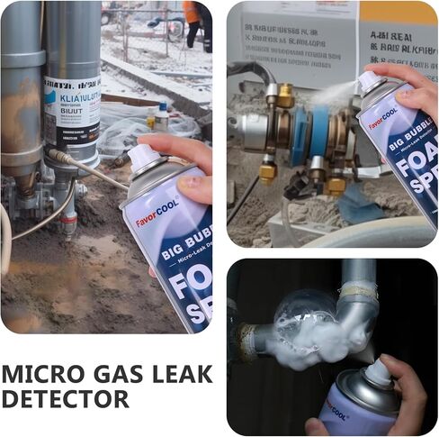 كاشف تسرب الغاز الصغير 10 أونصة لغاز الفريون HVAC، البروبان، غاز طبيعي، كشف تسرب الهواء في الإطارات، رذاذ رغوي، محدد موقع تسرب الثلاجة، لا يقطر، فقاعات طويلة الأمد غير قابلة للتآكل in Kuwait