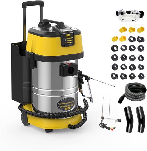 منظف ​​الكربون من رمل الجوز HTS518، منظف ترسب الكربون للمحرك، منخفض/عالي السرعة، منظف غسيل إزالة الكربون، منظف صمام أنبوب السحب مع 23 قطعة من محولات طراز السيارة وصندوق تخزين 110 فولت/220 فولت in Kuwait