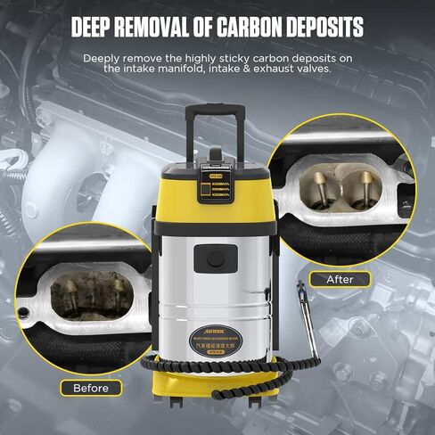 منظف ​​الكربون من رمل الجوز HTS518، منظف ترسب الكربون للمحرك، منخفض/عالي السرعة، منظف غسيل إزالة الكربون، منظف صمام أنبوب السحب مع 23 قطعة من محولات طراز السيارة وصندوق تخزين 110 فولت/220 فولت in Kuwait