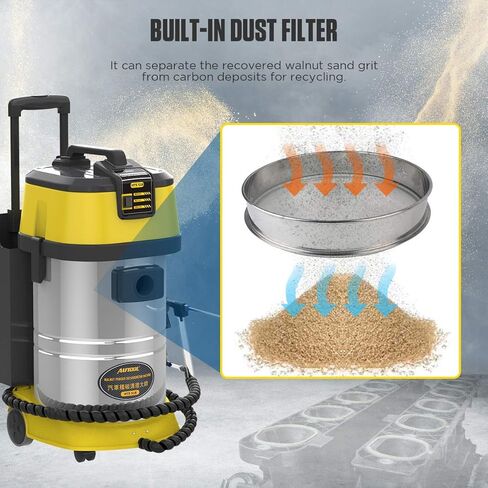 منظف ​​الكربون من رمل الجوز HTS518، منظف ترسب الكربون للمحرك، منخفض/عالي السرعة، منظف غسيل إزالة الكربون، منظف صمام أنبوب السحب مع 23 قطعة من محولات طراز السيارة وصندوق تخزين 110 فولت/220 فولت in Kuwait