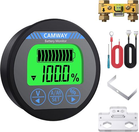 مراقب بطارية CAMWAY 8-120 فولت 0-500 أمبير الفولتميتر مقياس الجهد الحالي متر الخلفية مقاوم للماء السيارات سيارة قارب قافلة RV متنقل عربة الغولف، إلخ in Saudi Arabia