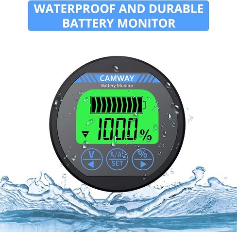 مراقب بطارية CAMWAY 8-120 فولت 0-500 أمبير الفولتميتر مقياس الجهد الحالي متر الخلفية مقاوم للماء السيارات سيارة قارب قافلة RV متنقل عربة الغولف، إلخ in Saudi Arabia