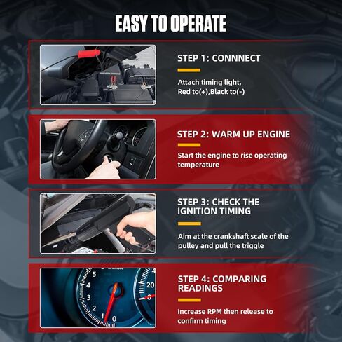 ضوء توقيت المحرك، ضوء توقيت الإشعال 12 فولت مع مصباح ستروب، مسدس توقيت محرك البنزين مع حماية من الحمل الزائد للسيارة والدراجات النارية البحرية in Kuwait