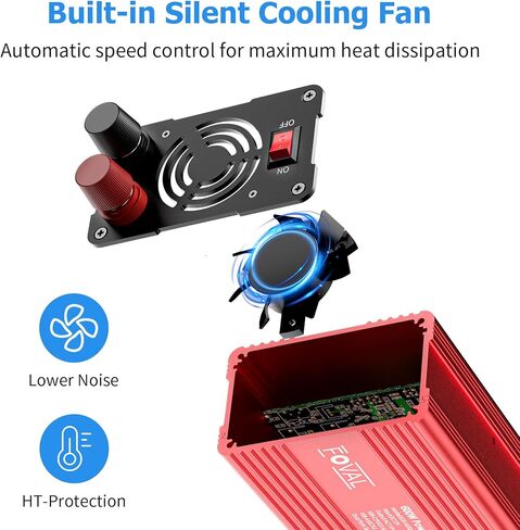 FOVAL 600 واط عاكس الطاقة 12 فولت تيار مستمر إلى 110 فولت تيار متردد محول قابس السيارة مع [65 واط PD USB-C] و [18 واط QC USB-A] منافذ شحن سريعة ومنفذي تيار متردد محولات طاقة السيارة للمركبات in Kuwait