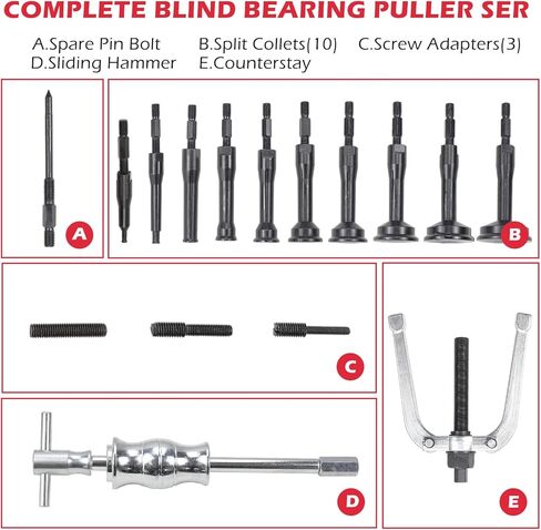 16-Piece Blind Hole Bearing Puller Set - Inner Race and Seal Extractor Kit - Includes Slide Hammer and Inner Bearing Removal Tool in Kuwait