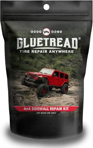 طقم إصلاح إطارات الطوارئ للجدار الجانبي GlueTread 4x4 | إصلاح الثقب في أي مكان | لا حاجة لإزالة الإطارات | طقم تصحيح الإطارات بدون أنابيب للجدار الجانبي | يتضمن مسرع (يزيل وقت المعالجة) in Kuwait