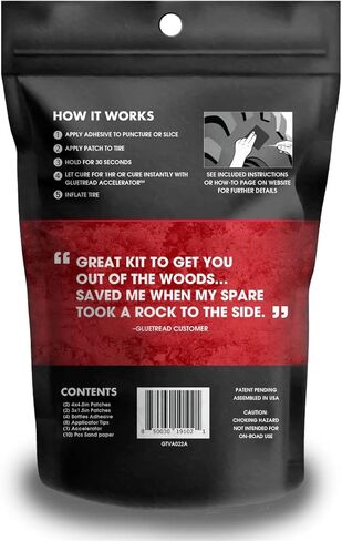 طقم إصلاح إطارات الطوارئ للجدار الجانبي GlueTread 4x4 | إصلاح الثقب في أي مكان | لا حاجة لإزالة الإطارات | طقم تصحيح الإطارات بدون أنابيب للجدار الجانبي | يتضمن مسرع (يزيل وقت المعالجة) in Kuwait