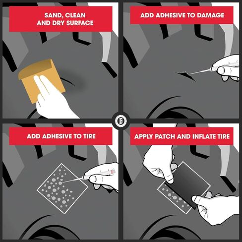 طقم إصلاح إطارات الطوارئ للجدار الجانبي GlueTread 4x4 | إصلاح الثقب في أي مكان | لا حاجة لإزالة الإطارات | طقم تصحيح الإطارات بدون أنابيب للجدار الجانبي | يتضمن مسرع (يزيل وقت المعالجة) in Kuwait