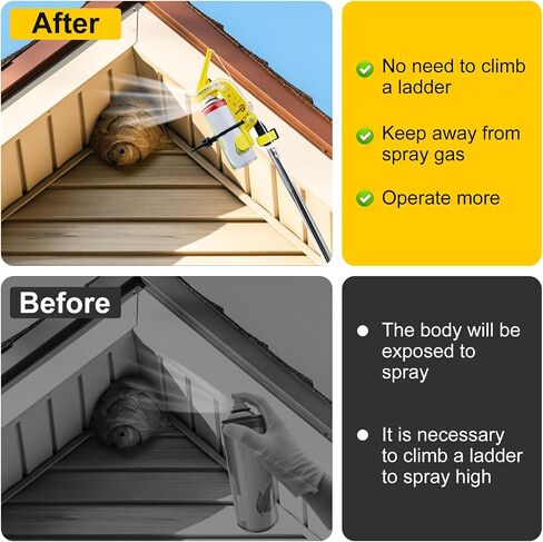 Spray Can Extension Pole Adaptor,Adjustment Sprayer Bracket Adaptor for Wasp/Hornet/Bee Spray Long Range,Spray Paint,Window Cleaner,Tree Pruning Sealer Spray,Spray Can Trigger Handle(Black) in Kuwait