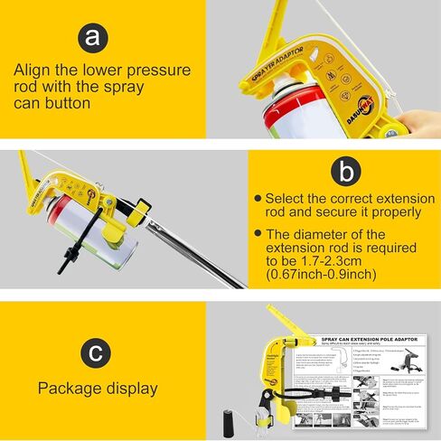 Spray Can Extension Pole Adaptor,Adjustment Sprayer Bracket Adaptor for Wasp/Hornet/Bee Spray Long Range,Spray Paint,Window Cleaner,Tree Pruning Sealer Spray,Spray Can Trigger Handle(Black) in Kuwait