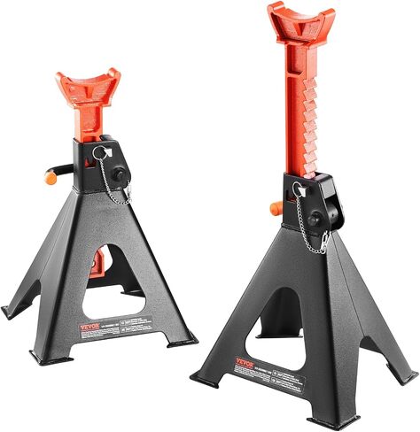 VEVOR Jack Stands, 3 Ton (6,000 lbs) Capacity Car Jack Stands Double Locking, 10.8-16.3 inch Adjustable Height, for Lifting SUV, Pickup Truck, Car and UTV/ATV, Red, 1 Pair in Saudi Arabia