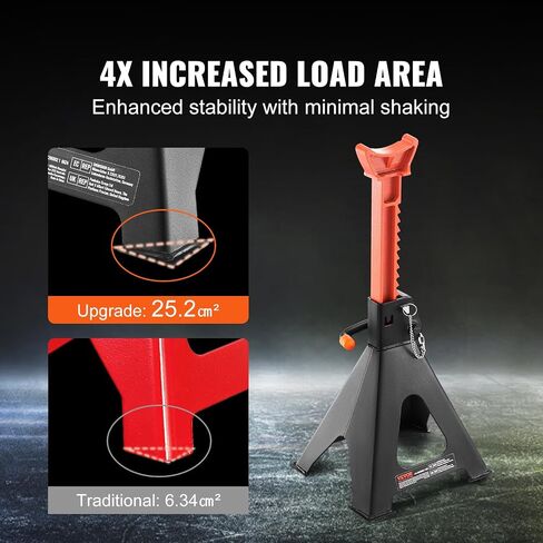 VEVOR Jack Stands, 3 Ton (6,000 lbs) Capacity Car Jack Stands Double Locking, 10.8-16.3 inch Adjustable Height, for Lifting SUV, Pickup Truck, Car and UTV/ATV, Red, 1 Pair in Saudi Arabia