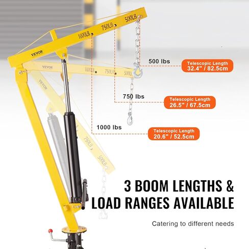 رافعة شاحنة بيك اب هيدروليكية، سعة 1000 رطل، دوران 360 درجة، رافعة مثبتة على وصلة الجر مع ثلاث سعات ذراع تصل إلى 500 رطل، 750 رطل و1000 رطل، لرفع البضائع في البناء والغابات والمصنع in Kuwait