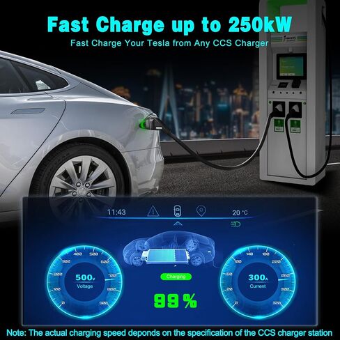 CCS to Tesla Adapter - CCS1 Adapter Compatible with Tesla Model 3/Y/S/X, Max 250KW DC CCS Combo 1 Adapter for Tesla Owners Only with Portable Case, Compatible with All Level 3 with CCS Plug in Saudi Arabia