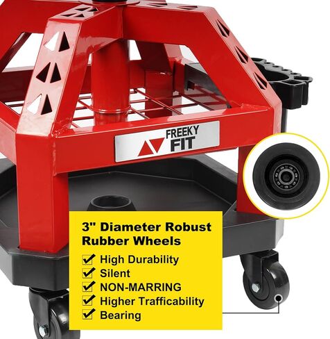 Rolling Shop Stool for Garage with Casters, DO02-Adjustable Height 360° Swivel Shop Seat with Tool Tray Storage, 330 LBS Capacity Padded Mechanic Stool, Black in Saudi Arabia