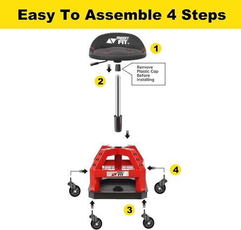 Rolling Shop Stool for Garage with Casters, DO02-Adjustable Height 360° Swivel Shop Seat with Tool Tray Storage, 330 LBS Capacity Padded Mechanic Stool, Black in Saudi Arabia